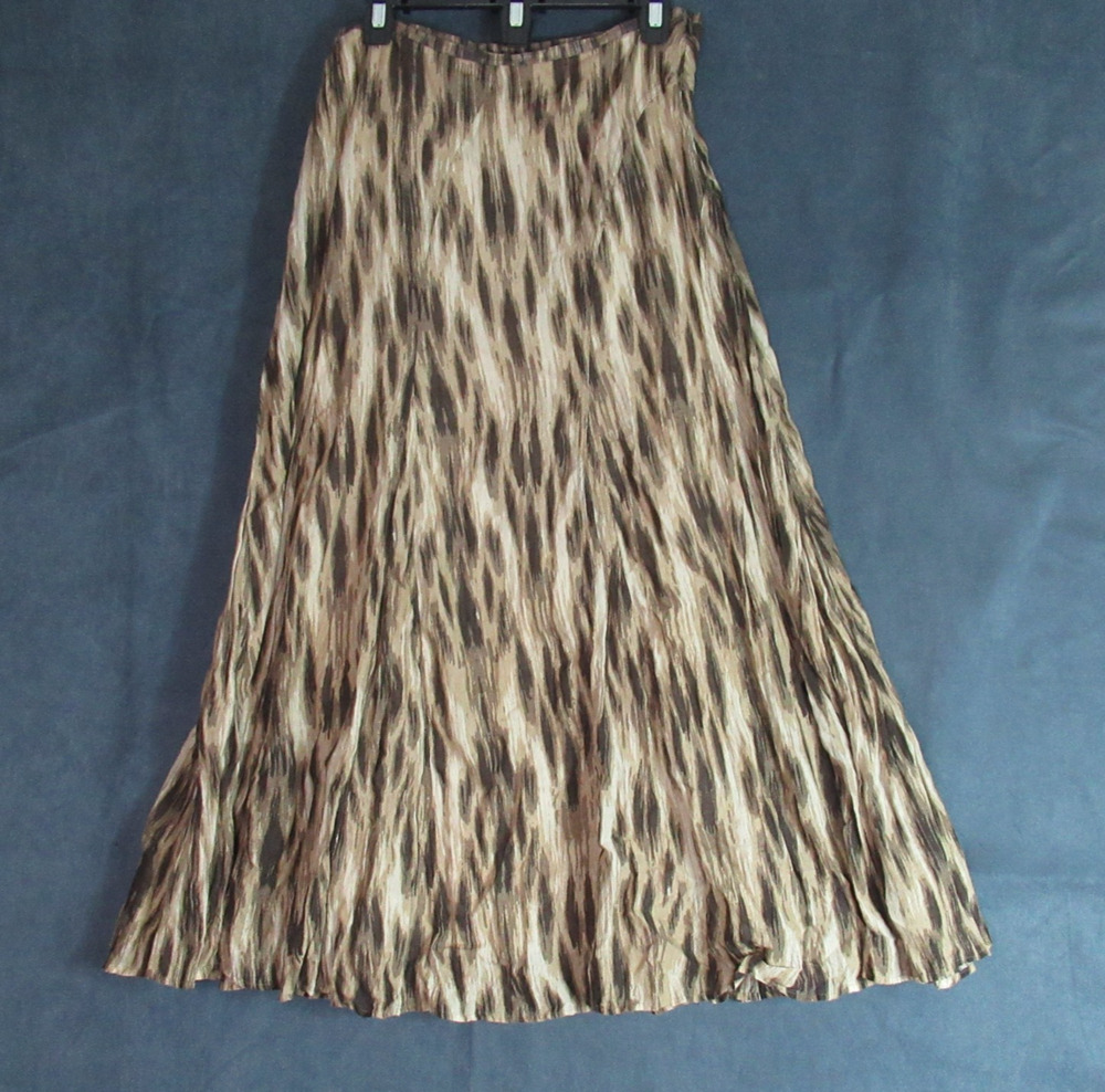 Chicos Skirt Womens Size 0.5 Brown Tan Graphic Maxi Work Preppy Modern Modest